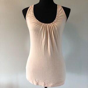 Women's Vintage Y2K bebe Rhinestone Cream Racerback Tank Top size M